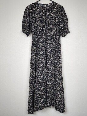 Free People Black Floral Size 0 Midi Dress